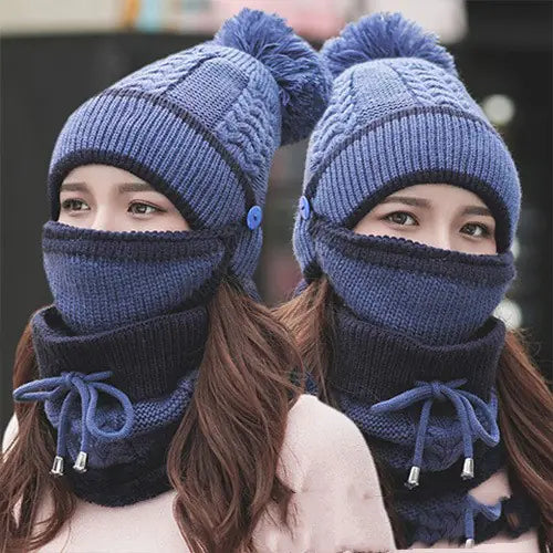 Winter Women's Korean Thickened Knitted Hat and Scarf