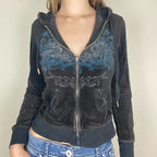 Vintage - Bestickte Zip-Up Hoodie-Jacke