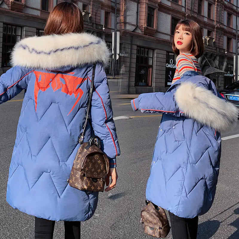 Women`s Gefütterter Mantel mit Pelzkragen