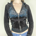 Vintage - Bestickte Zip-Up Hoodie-Jacke