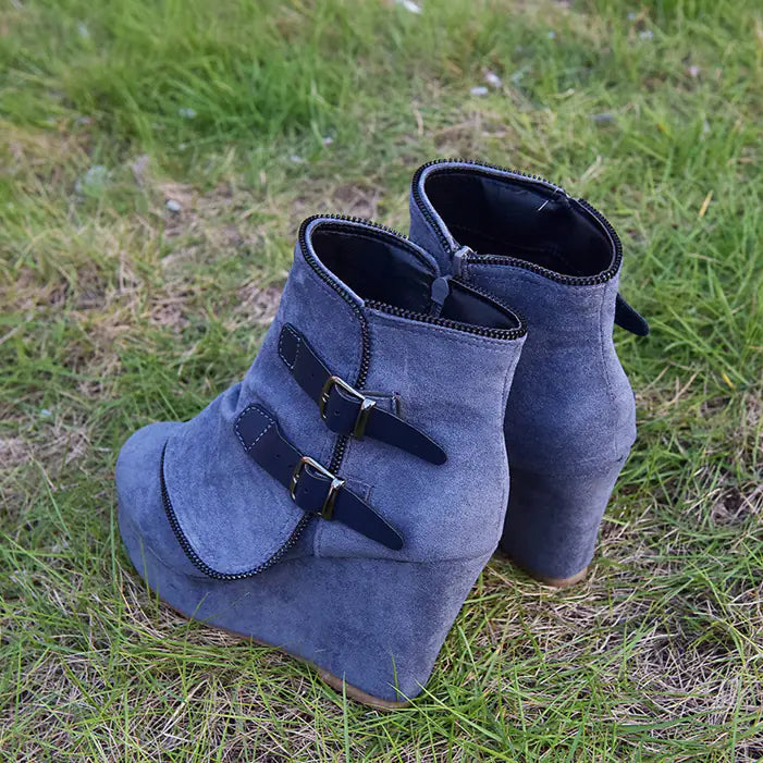 Keilabsatz Plateau Stiefeletten für Damen - Winterstil