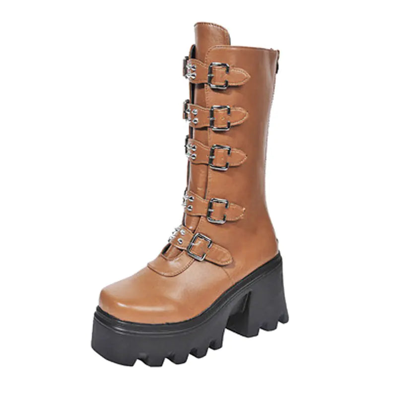 Mittelhohe Damen Martin Stiefel mit dicker Sohle