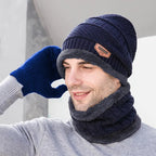 3-teiliges Set modische gestrickte Wintermützen mit Handschuhen