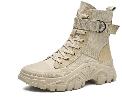 Woman High-Top Canvas Motorradstiefel