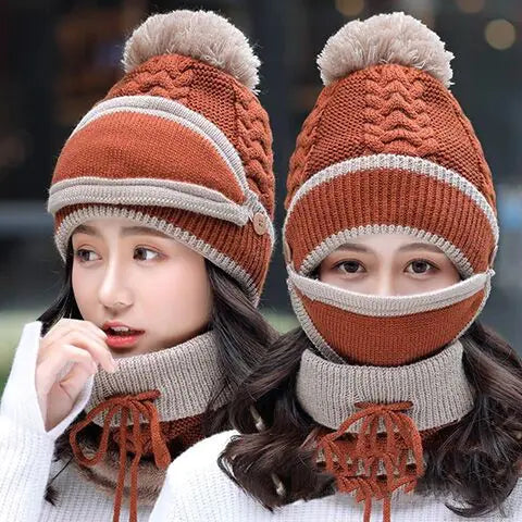 Winter Women's Korean Thickened Knitted Hat and Scarf