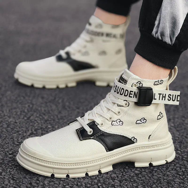 Men`s High-Top Canvas Desert Boots - Martin-Stil