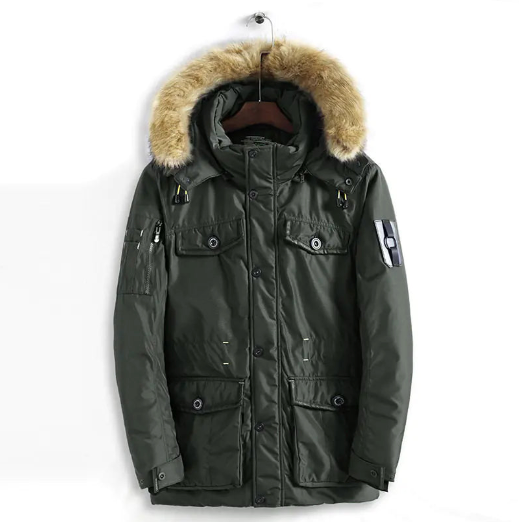 Herren Warme Lange Baumwoll-Winterjacke