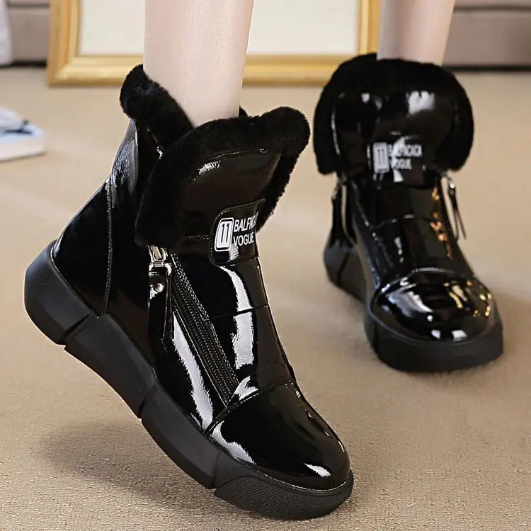 Damen Winter Kurze Plüsch Schneestiefel mit Dicker Sohle