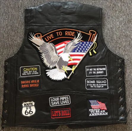 Klassische Leder Motorradweste