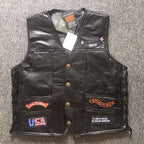Klassische Leder Motorradweste