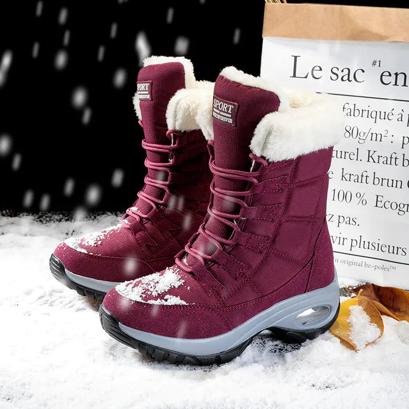 Winter Damen-Schneestiefel mit dicker Sohle und Samt