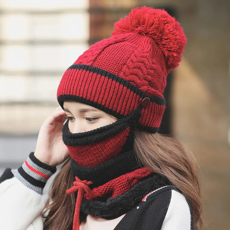 Winter Women's Korean Thickened Knitted Hat and Scarf