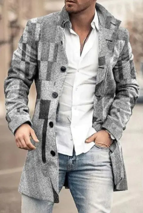 Herren Mode Casual Tweed Stehkragenmantel