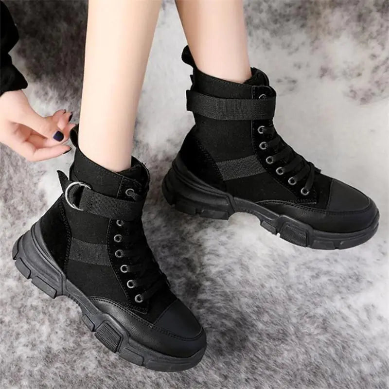 Woman High-Top Canvas Motorradstiefel