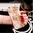 Rhinestone-Handyhülle mit Silikonständer und Trageschlaufe