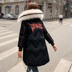 Women`s Gefütterter Mantel mit Pelzkragen