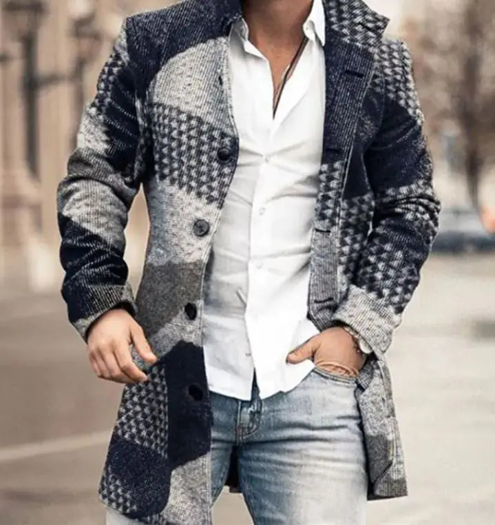 Herren Mode Casual Tweed Stehkragenmantel