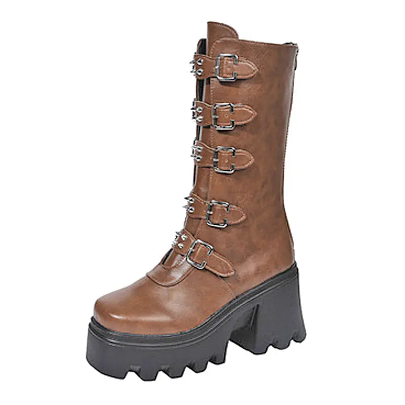 Mittelhohe Damen Martin Stiefel mit dicker Sohle