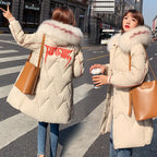 Women`s Gefütterter Mantel mit Pelzkragen