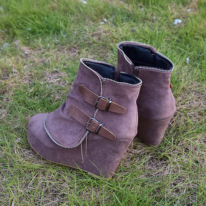 Keilabsatz Plateau Stiefeletten für Damen - Winterstil