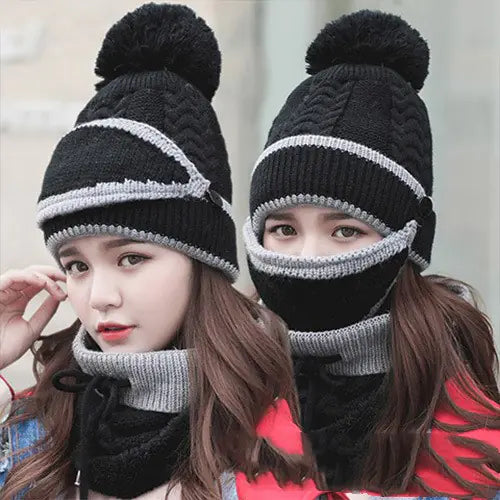Winter Women's Korean Thickened Knitted Hat and Scarf