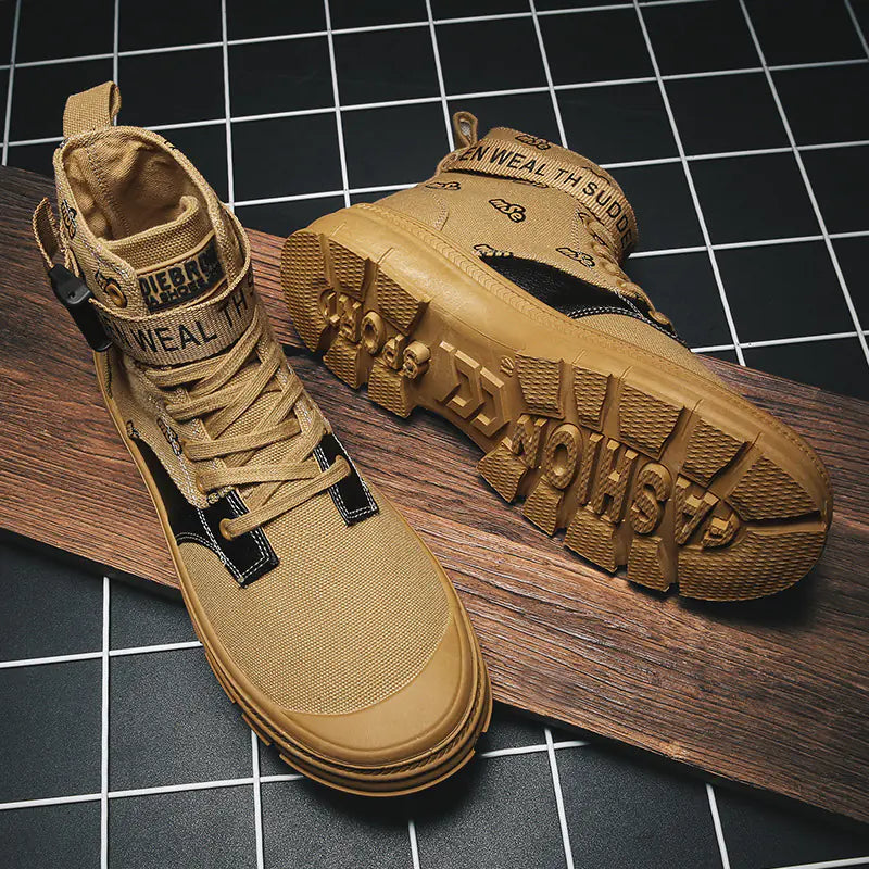 Men`s High-Top Canvas Desert Boots - Martin-Stil