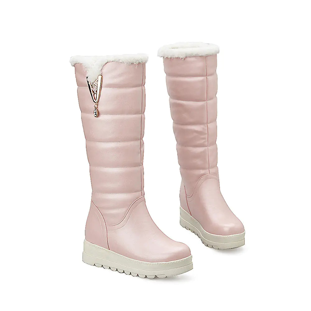 Damen High-Top Winter-Schneestiefel mit dicker Sohle