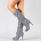 Wildleder High Heel Stiefel - Größen 34 - 43 !!!