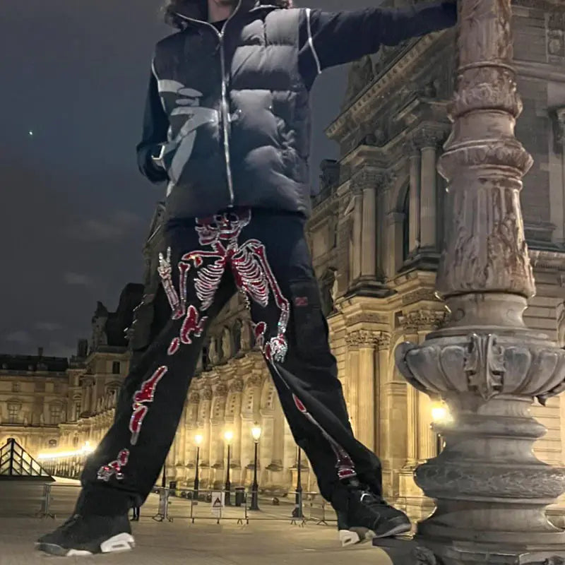 Gothic Jeans mit Strassdruck