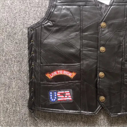 Klassische Leder Motorradweste