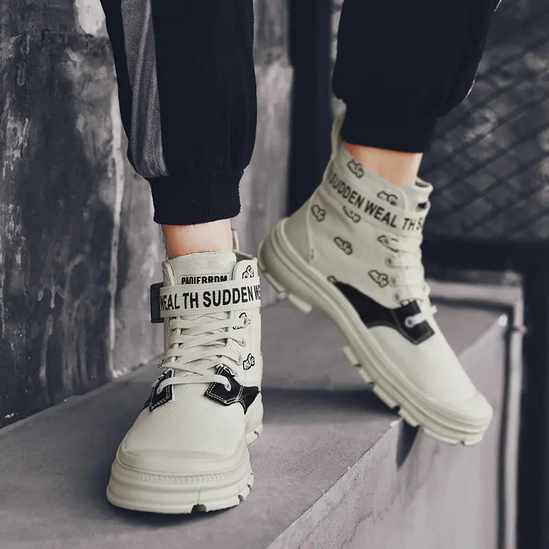 Men`s High-Top Canvas Desert Boots - Martin-Stil