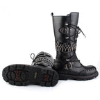 Punk Herren High-Top-Motorradstiefel mit Nieten