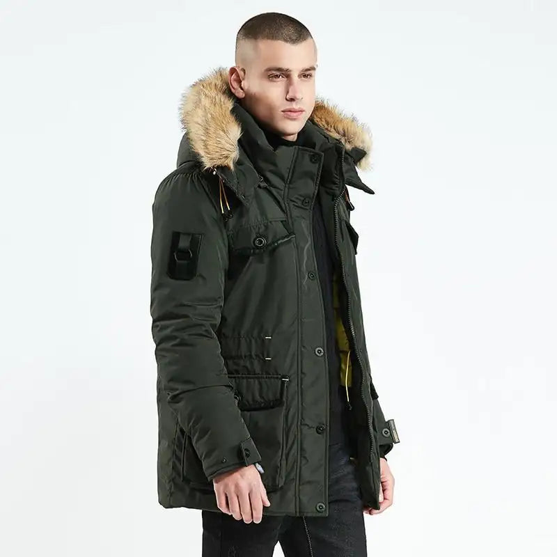 Herren Warme Lange Baumwoll-Winterjacke