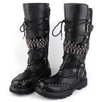 Punk Herren High-Top-Motorradstiefel mit Nieten