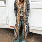 Winterdruckmantel mit Langarm-Pelzkragen