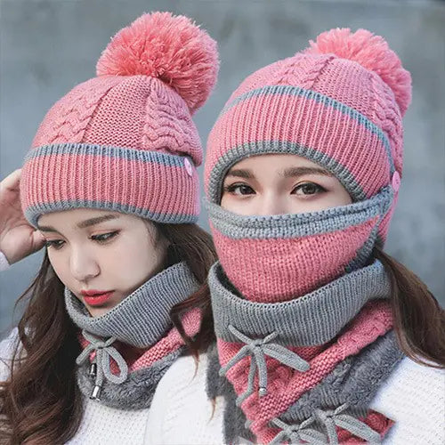 Winter Women's Korean Thickened Knitted Hat and Scarf