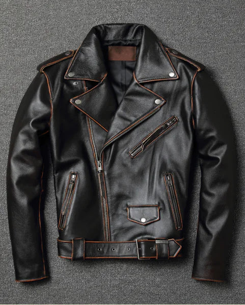 Men`s Vintage Echt Leder Motorradjacke